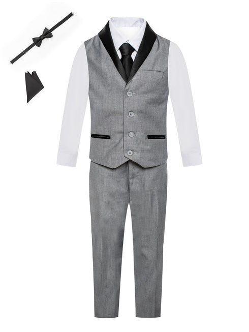 Magen Kids Boys Pants Vest Tie 6 Pc Tuxedo Vest Set 12M-14 - SophiasStyle.com